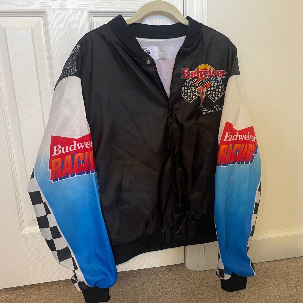 Vintage NASCAR Bill Elliott #11 Budweiser Racing Windbreaker Jacket Mens Size XL